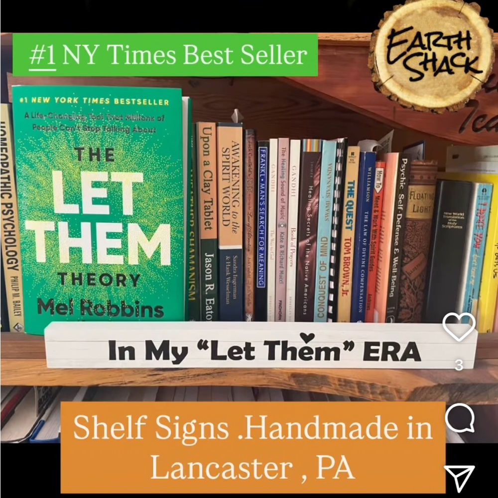 In My Let Them Era Handmade Wood Shelf Sticks Inspirational Sign Wall Decor